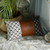 (Set Of 2) Geometric Lattice Pattern And Warm Brown Faux Leather Pillow Covers (386806)