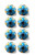 1.5" X 1.5" X 1.5" Blue, Black And Yellow - Knobs 8-Pack (321656)