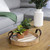 Round Wooden Tray With Leather Handles (389336)