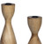 Set Of 2 Light Brown Wooden Candle Holders (389867)