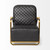 Black Leather Diamond Pattern Gold Club Chair (392004)