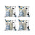 Set Of 4 Blue And Ivory Printed Pillow Covers (392697)