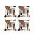 Set Of 4 Ivory And Orange Geometric Pillow Covers (392701)