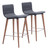 Set Of Two Gray And Natural Low Back Counter Chairs (396483)