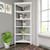 White Five Tier Solid Wood Corner Bookcase (399765)