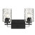 Black Metal And Pebbled Glass Two Light Wall Sconce (398659)