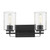Black Metal And Textured Glass Two Light Wall Sconce (398688)