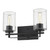 Black Metal And Textured Glass Two Light Wall Sconce (398688)