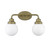 Two Light Gold Wall Sconce With Round Glass Shade (398702)