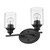 Two Light Matte Black Wall Light With Clear Glass Shade (398776)