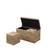 Light Brown Wood Grain Faux Leather Storage Bench And Ottoman (469429)