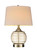 Textured Glass Table Lamp With Cream Fabric Shade (468787)
