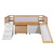 Natural Twin Size Low Slide Loft Bed With Storage Boxes (404211)