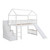 Cool White Twin Size Loft Bed With Slide And Storage (404232)