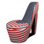 Red White And Blue Patriotic Print 3 High Heel Shoe Storage Chair (470312)