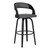 Gray Faux Leather Modern Black Wooden Bar Stool (477170)