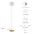 Reprise Glass Sphere Glass And Metal Floor Lamp - White Satin Brass EEI-5623-WHI-SBR