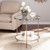 26" Gold Glass And Iron Round End Table With Shelf (402505)