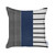 22" X 22" Navy Blue Striped Zippered Handmade Faux Leather Throw Pillow Cover (410600)