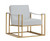 Stylish White Leatherette And Gold Steel Chair (473593)