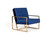 Stylish Blue And Gold Fabric Square Back Accent Chair (473617)