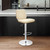 44" Cream And Walnut Faux Leather And Steel Swivel Adjustable Height Bar Chair (476795)