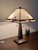 23" White Stained Glass Floral Two Light Mission Style Table Lamp (478115)