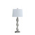 30" Brushed Silver Geo Glass Table Lamp With White Shade (482670)