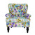 33" Aqua Green Purple And Brown Polyester Blend Floral Wingback Chair (483770)