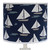 30" Distressed White Candlestick Table Lamp With Navy Sailboat Shade (484505)
