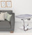 22" Silver And Light Gray Marble Look And Stainless Steel Square End Table (486399)