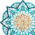 Turquoise And Gold Solid Wood Geometric Mandala Wall Decor (488410)