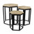 Set Of Three 25" Black And Brown Solid Wood And Steel Hexagon Nested Tables (489319)