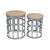 Set Of Two 19" Gray And Brown Solid Wood And Steel Round Nested Tables (489326)