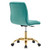 Ripple Armless Performance Velvet Office Chair - Gold Teal EEI-4972-GLD-TEA