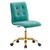Prim Armless Performance Velvet Office Chair - Gold Teal EEI-4973-GLD-TEA