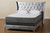 Easton Contemporary Glam And Luxe Grey Velvet And Gold Metal Queen Size Panel Bed Easton-Grey Velvet-Queen