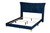 Easton Contemporary Glam And Luxe Navy Blue Velvet And Gold Metal Queen Size Panel Bed Easton-Navy Blue Velvet-Queen