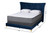 Easton Contemporary Glam And Luxe Navy Blue Velvet And Gold Metal Queen Size Panel Bed Easton-Navy Blue Velvet-Queen