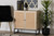 Caterina Mid-Century Modern Transitional Natural Brown Finished Wood And Natural Rattan 2-Door Storage Cabinet WES-004-Natural/Black-Cabinet