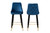 Giada Contemporary Glam And Luxe Navy Blue Velvet Fabric And Dark Brown Finished Wood 2-Piece Bar Stool Set WI-12379-Navy Blue Velvet-BS