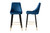 Giada Contemporary Glam And Luxe Navy Blue Velvet Fabric And Dark Brown Finished Wood 2-Piece Bar Stool Set WI-12379-Navy Blue Velvet-BS