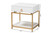 Melosa Modern Glam And Luxe White Finished Wood And Gold Metal 1-Drawer End Table JY21B009-White/Gold-ET