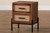 Paxley Mid-Century Modern Industrial Walnut Brown Finished Wood And Beige Fabric 2-Drawer End Table 7119-Brown/Black-ET