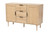 Harrison Mid-Century Modern Natural Brown Finished Wood And Natural Rattan 3-Drawer Sideboard SR191635-Cabinet