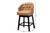 Theron Mid-Century Transitional Tan Faux Leather And Espresso Brown Finished Wood 2-Piece Swivel Counter Stool Set BBT5210C-Tan/Dark Brown-CS