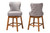 Gradisca Modern Grey Fabric And Walnut Brown Finished Wood 2-Piece Swivel Counter Stool Set BBT5246C-Grey/Walnut-CS