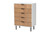 Karima Mid-Century Modern Two-Tone White And Natural Brown Finished Wood And Black Metal 5-Drawer Storage Cabinet LCF20158-White/Tan-5DW-Cabinet