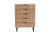 Karima Mid-Century Modern Two-Tone White And Natural Brown Finished Wood And Black Metal 5-Drawer Storage Cabinet LCF20158-White/Tan-5DW-Cabinet