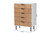 Karima Mid-Century Modern Two-Tone White And Natural Brown Finished Wood And Black Metal 5-Drawer Storage Cabinet LCF20158-White/Tan-5DW-Cabinet